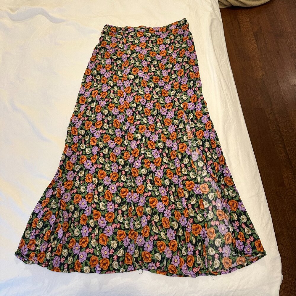 Philosophy Floral Midi Skirt with slit Medium, boho, anthropologie inspired